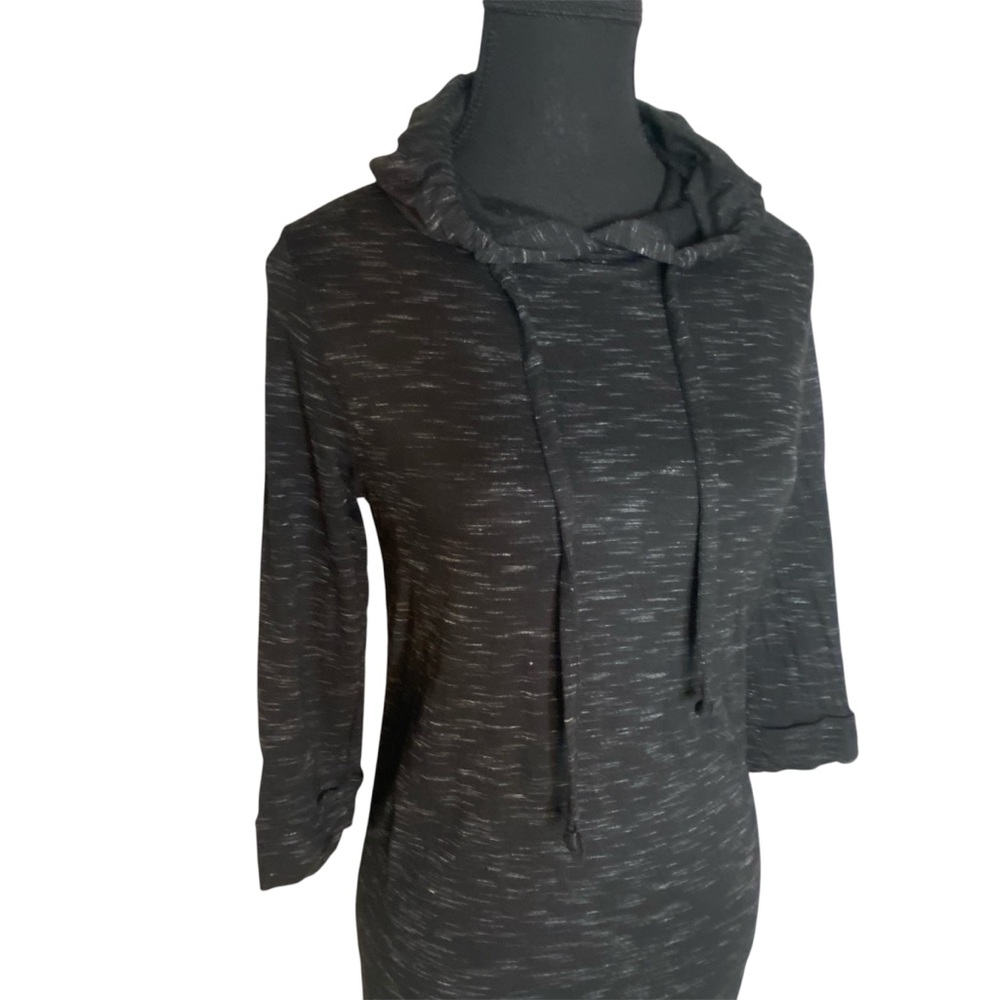 ANTISTAR New Black Jersey knit Hooded Dress Tunic Drawstring Medium